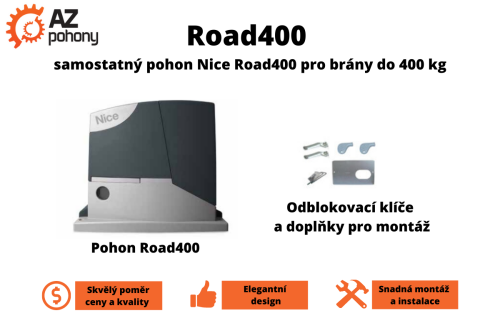 Road400 - samostatný pohon Nice Road400 pro brány do 400 kg